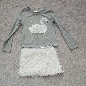 Gray and White Swan Kids Matching Set